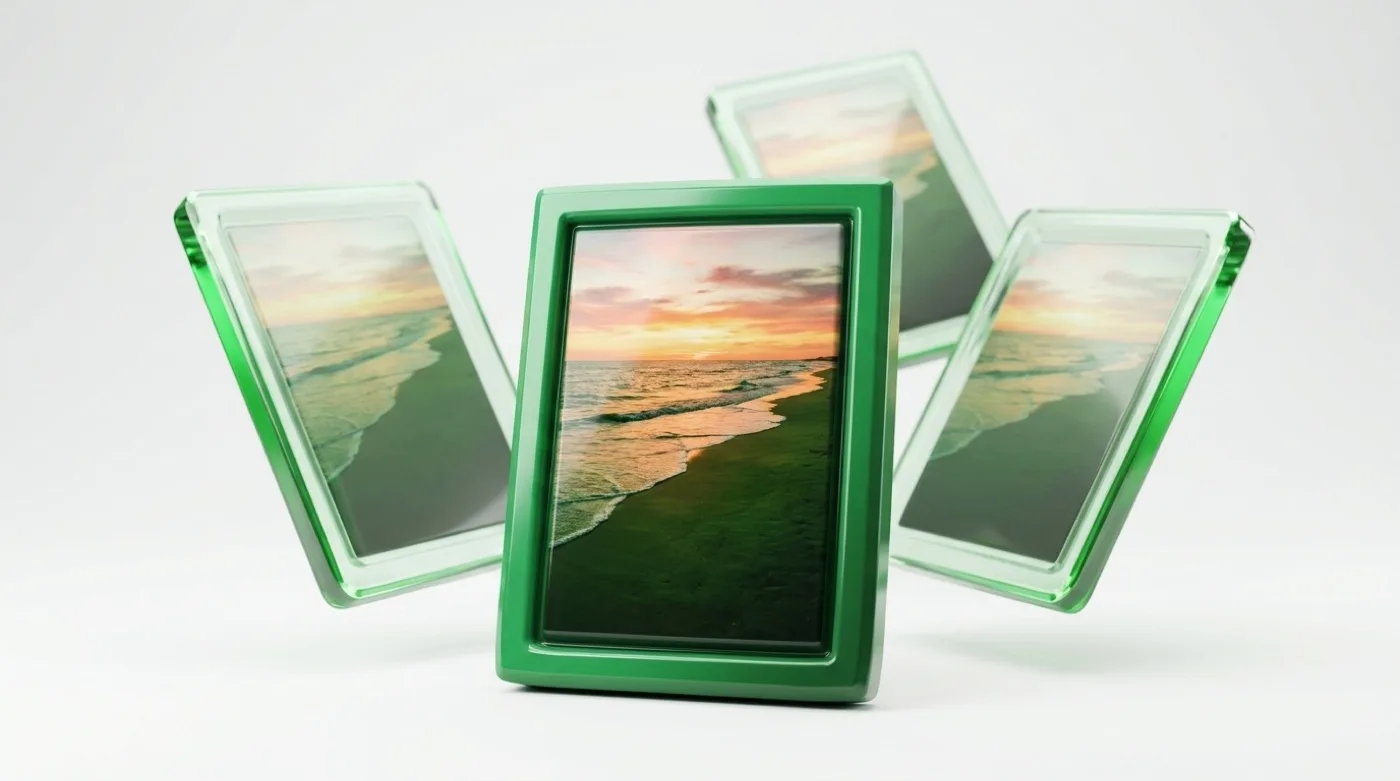 One photo at the centre with lines to four devices: a phone, a laptop, a cloud and an external drive. Three are filled in, one is an empty outline.